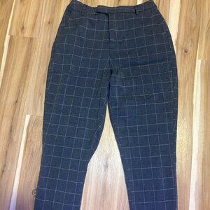 plaid grey business slacks
